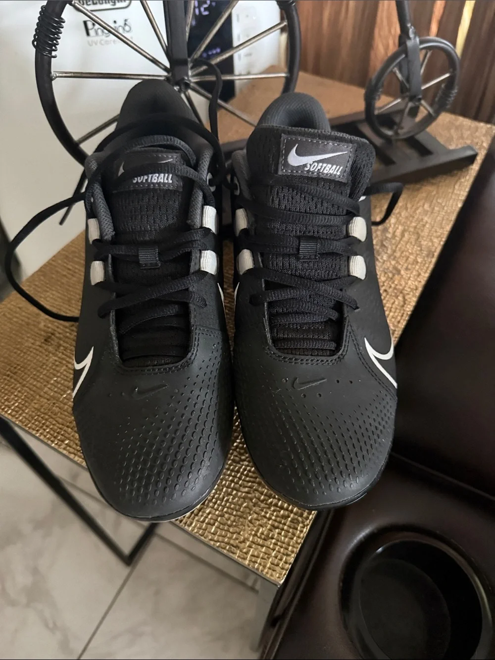 Nike Black and White Women's Athletic Softball Shoes